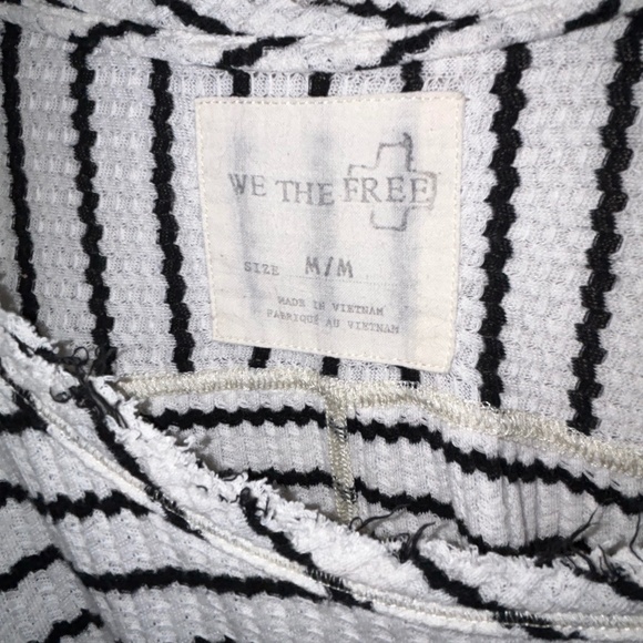 Free People French Breton Nautical Striped peplum slouchy top M - Picture 2 of 4